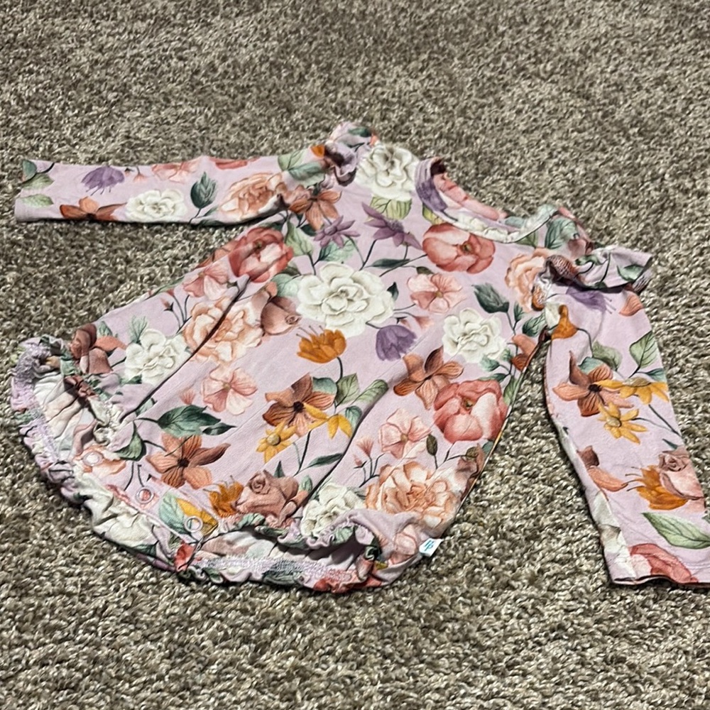 Posh peanut Floral Long Sleeve Baby Romper - Picture 2 of 6